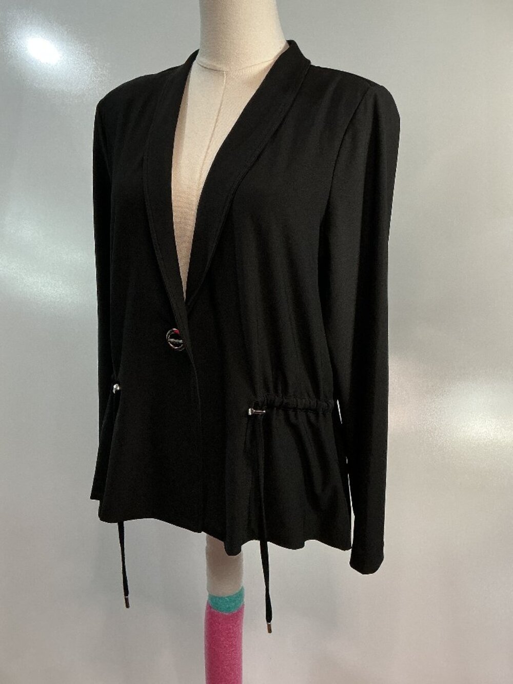 WynneLayers MarlaWynne Drapey Twill Drawstring Jacket Black M - Picture 3 of 12
